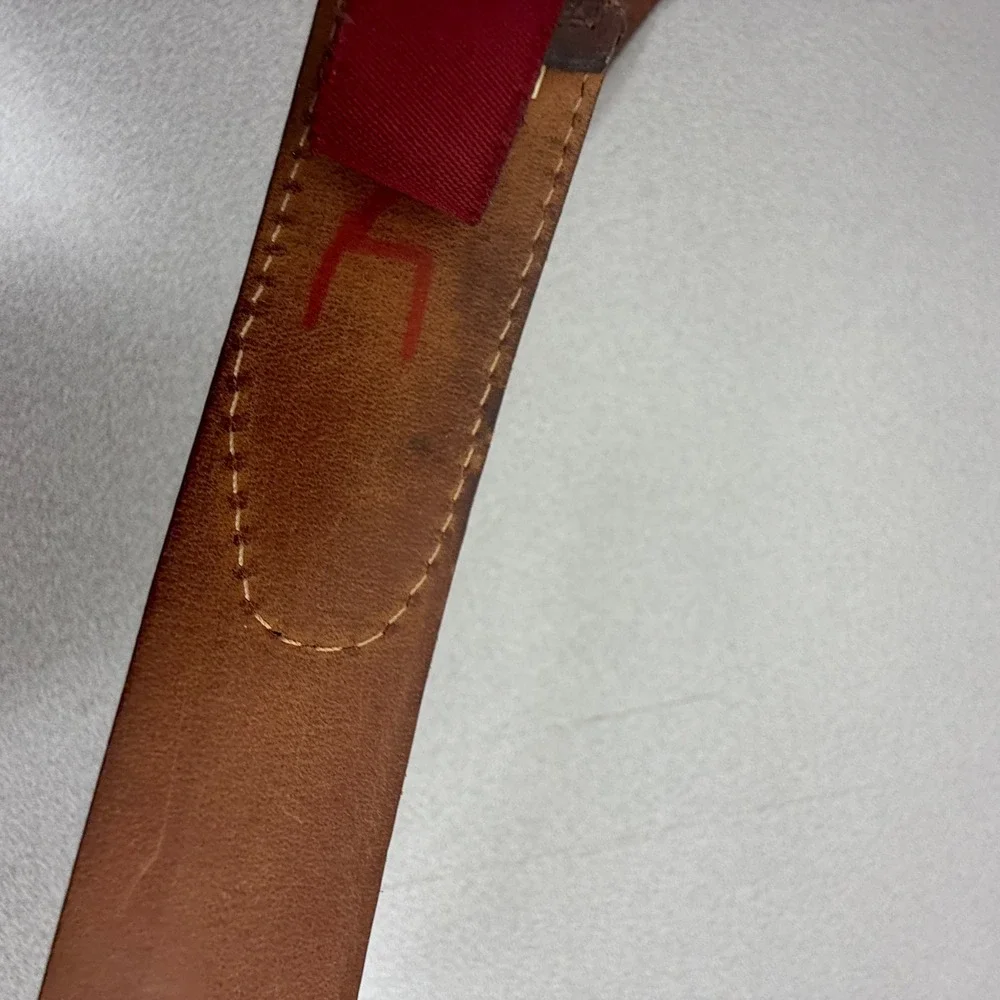 Cole Haan Belt Mens 36 Brown Leather Stitched Classic Everyday Casual Distress